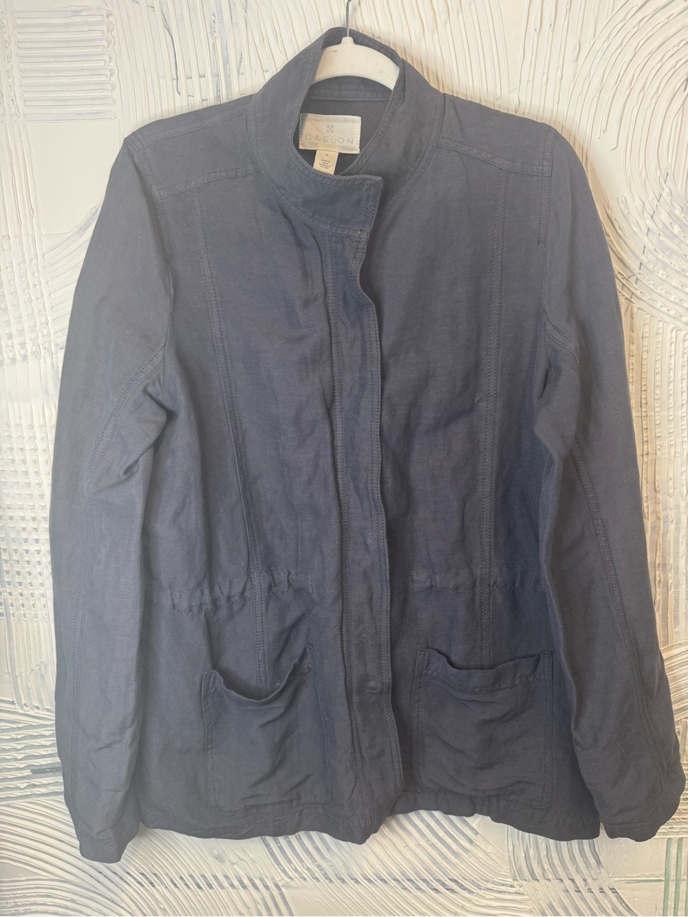 Caslon Navy Stand Collar Utility Jacket